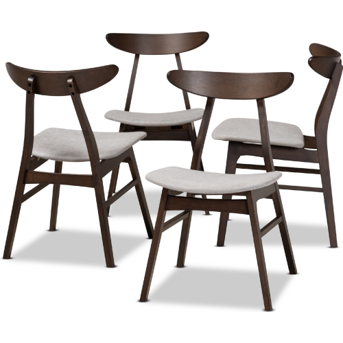 Britte Dining Chair in Light Gray Fabric & Dark Oak Brown (Set of 4)