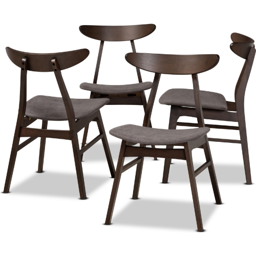 Britte Dining Chair in Dark Gray Fabric & Dark Oak Brown (Set of 4)