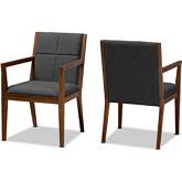 Theresa Accent Chair Dark Gray & Walnut Effect (Set of 2)