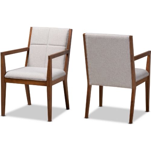 Theresa Accent Chair Gray Beige & Walnut Effect (Set of 2)