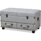 Flynn 2 Drawer Storage Trunk Ottoman in Gray Fabric