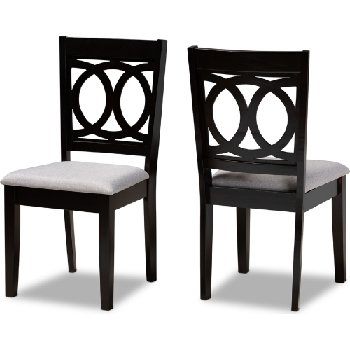 Lenoir Dining Chair in Gray Fabric & Espresso Finish (Set of 2)