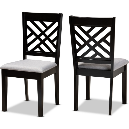 Caron Dining Chair in Gray Fabric & Espresso Brown (Set of 2)