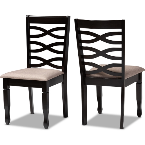 Lanier Dining Chair in Sand Fabric & Dark Wood (Set of 2)