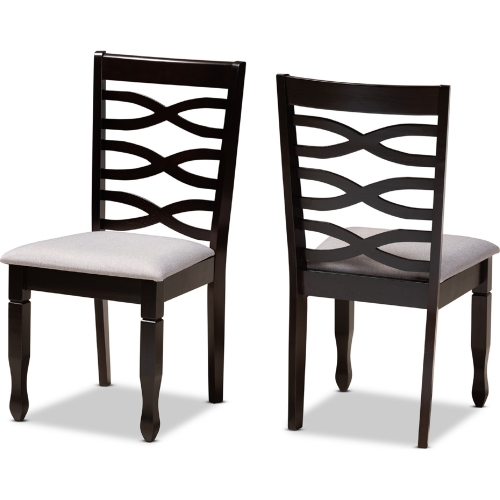 Lanier Dining Chair in Gray Fabric & Espresso Finish (Set of 2)