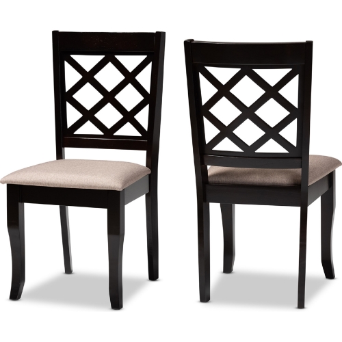 Verner Dining Chair in Sand Fabric & Dark Wood (Set of 2)