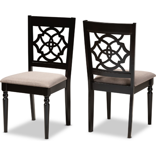 Renaud Dining Chair in Sand Fabric & Espresso (Set of 2)