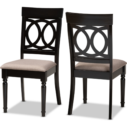 Lucie Dining Chair in Sand Fabric & Espresso Wood (Set of 2)