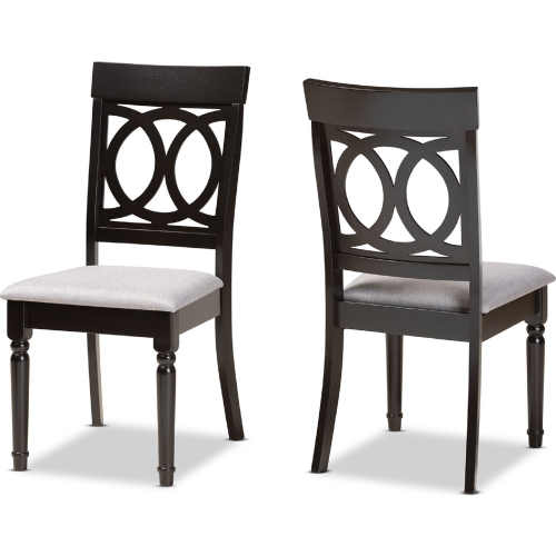 Lucie Dining Chair in Gray Fabric & Espresso Wood (Set of 2)