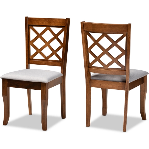 Verner Dining Chair in Gray Fabric & Walnut Finish (Set of 2)