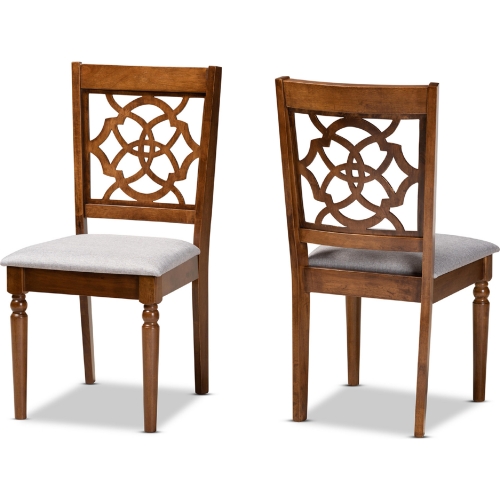 Renaud Dining Chair in Gray Fabric & Walnut Finish (Set of 2)