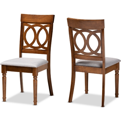 Lucie Dining Chair in Gray Fabric & Walnut Finish (Set of 2)