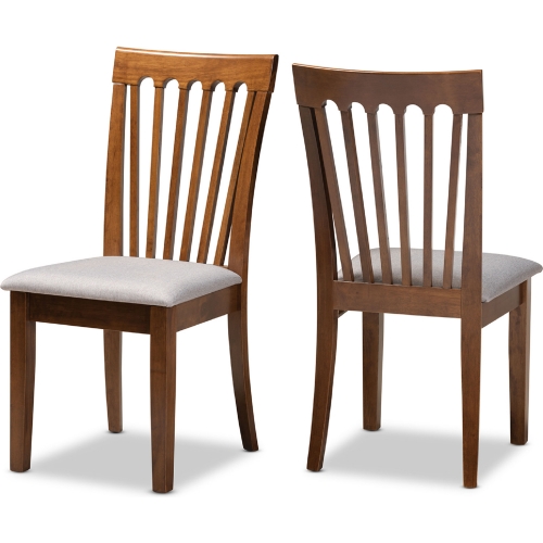 Minette Dining Chair in Gray Fabric & Walnut Finish (Set of 2)