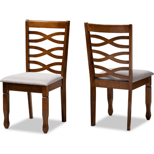 Lanier Dining Chair in Gray Fabric & Walnut Finish (Set of 2)