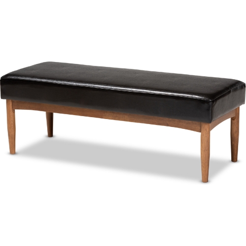 Arvid Dining Bench in Dark Brown Leatherette & Walnut Finish