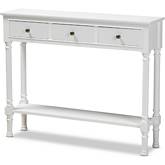 Calvin 3 Drawer Console Table in White Wood