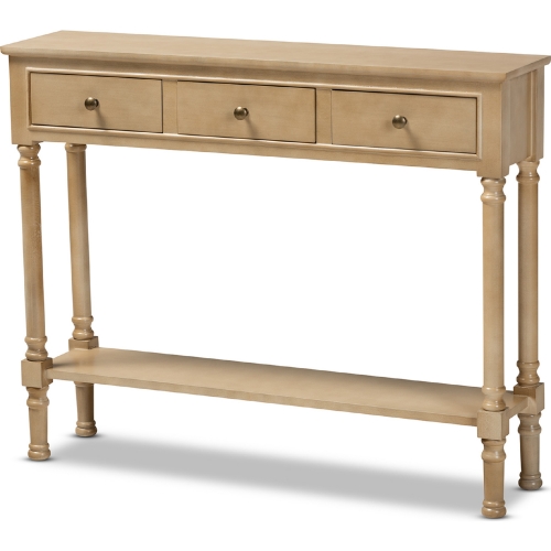 Calvin 3 Drawer Console Table in Oak Brown Wood