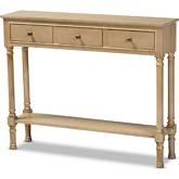 Calvin 3 Drawer Console Table in Oak Brown Wood