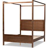 Veronica Queen Platform Canopy Bed in Walnut Finish Wood