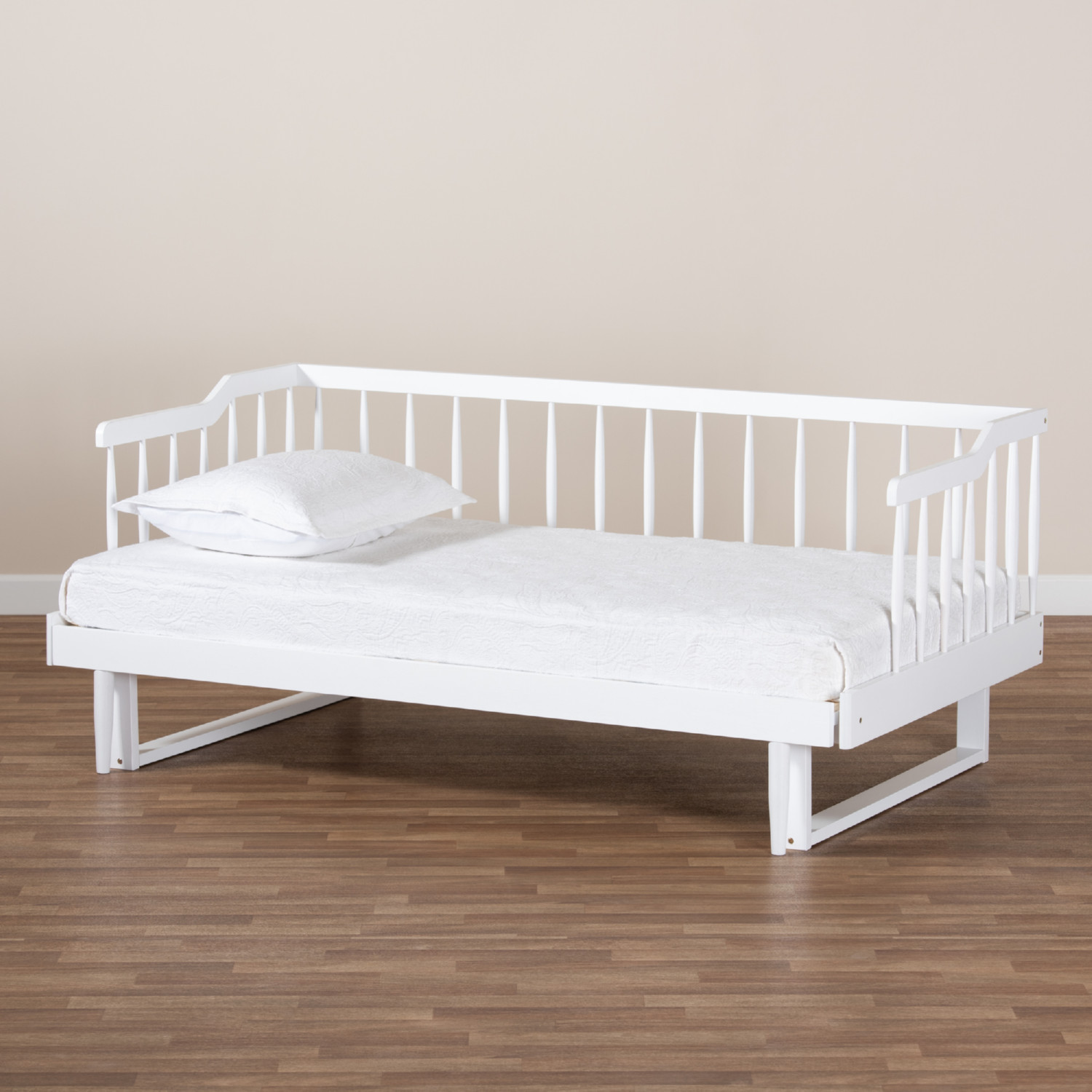 Baxton MG0037 White Daybed Muriel Expandable Twin to King Spindle