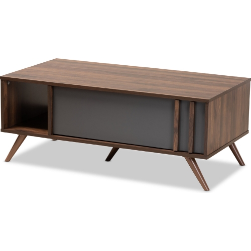 Naoki 1 Drawer Coffee Table in Grey & Walnut Finish Wood