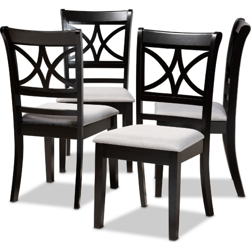 Clarke Dining Chair in Gray Fabric & Espresso Finish (Set of 4)