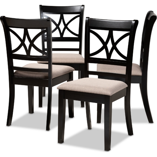 Clarke Dining Chair in Sand Fabric & Espresso Finish (Set of 4)