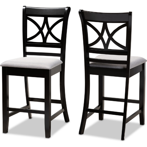 Chandler Counter Stool in Gray Fabric & Espresso Wood (Set of 2)