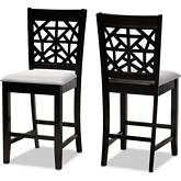 Devon Counter Stool in Gray Fabric & Espresso Finish (Set of 2)