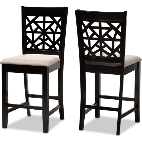 Devon Counter Stool in Sand Fabric & Espresso Finish (Set of 2)