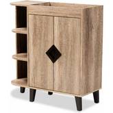 Wales 2 Door Shoe Storage Cabinet in Oak Finish Wood