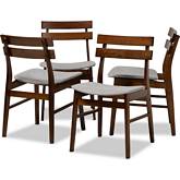 Devlin Dining Chair in Gray Fabric & Walnut Finish (Set of 4)