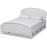 Elise Full Storage Platform Bed in White Wood