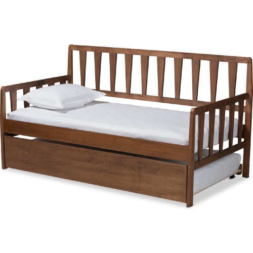 Midori Twin Daybed w/ Trundle in Walnut Finish