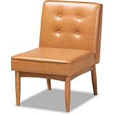 Arvid Dining Chair in Tan Leatherette & Walnut Finish