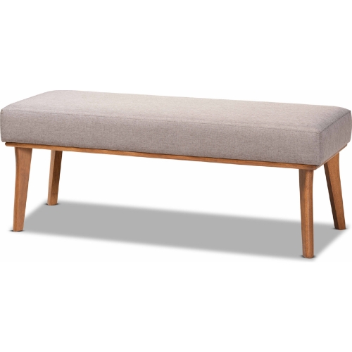 Odessa Dining Bench in Gray Fabric & Walnut Finish Wood