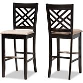 Jason Bar Stool in Sand Fabric & Espresso Finish Wood (Set of 2)