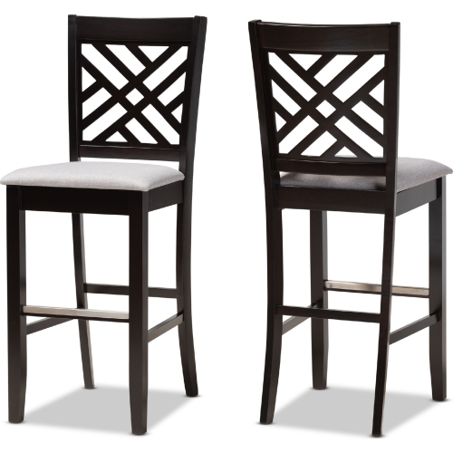 Jason Bar Stool in Gray Fabric & Espresso Finish Wood (Set of 2)