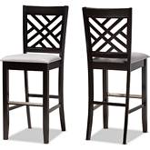 Jason Bar Stool in Gray Fabric & Espresso Finish Wood (Set of 2)