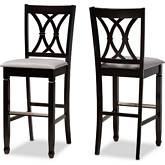 Calista Bar Stool Gray Fabric & Espresso Finish Wood (Set of 2)