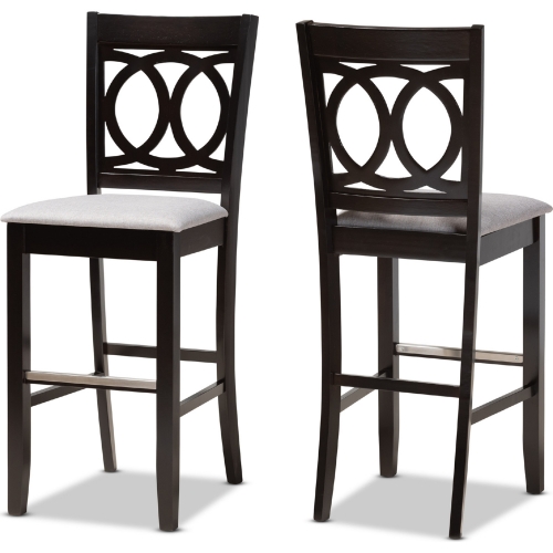 Carson Bar Stool in Gray Fabric & Espresso Finish Wood (Set of 2)