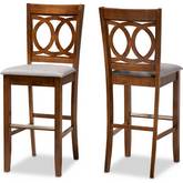 Carson Bar Stool in Gray Fabric & Walnut Finish Wood (Set of 2)