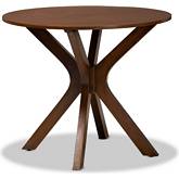 Kenji 34" Round Wood Dining Table in Walnut Brown Finish