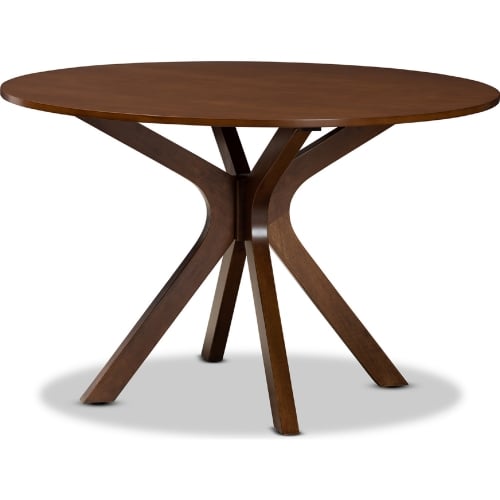 Kenji 45" Round Wood Dining Table in Walnut Brown Finish