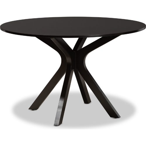 Kenji 45" Round Wood Dining Table in Dark Brown Finish