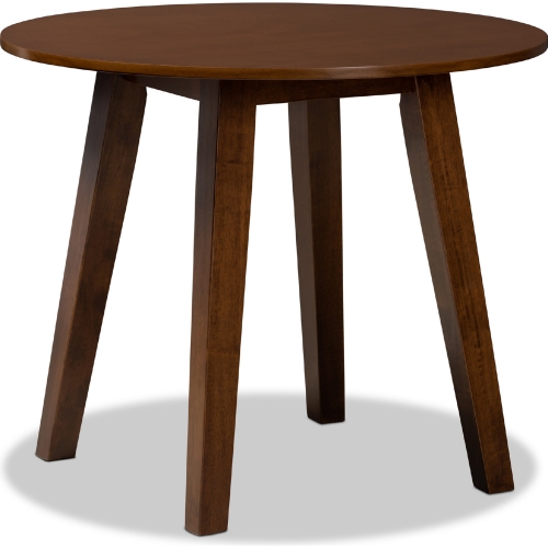 Ela 35" Round Dining Table in Walnut Brown Finish