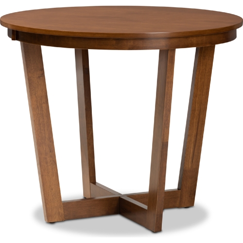 Alayna 35" Round Dining Table in Walnut Brown Wood