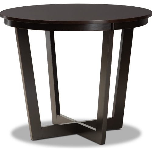 Alayna 35" Round Dining Table in Dark Brown Wood