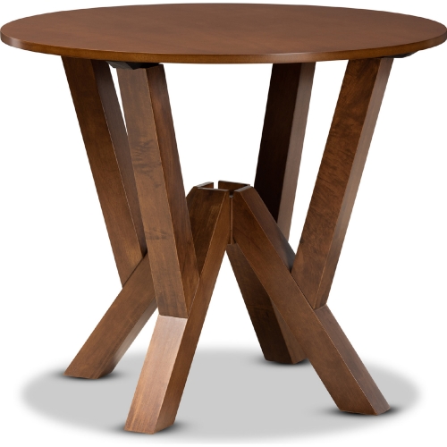 Irene 35" Round Wood Dining Table in Walnut Brown Finish