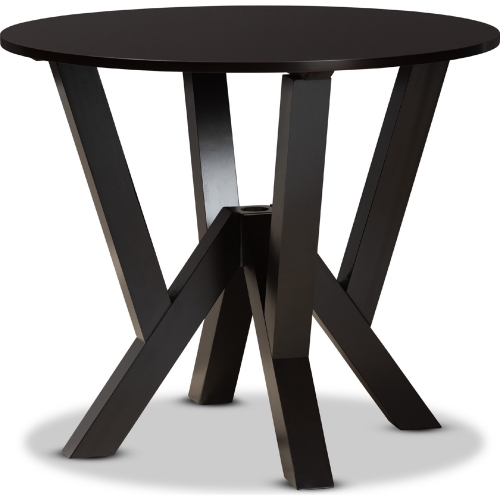 Irene 35" Round Wood Dining Table in Dark Brown Finish